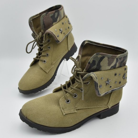 NWOT Rock & Candy by ZiGi Green Camouflage Spraypaint Boots, Women's Size 6.5 - Picture 5 of 13